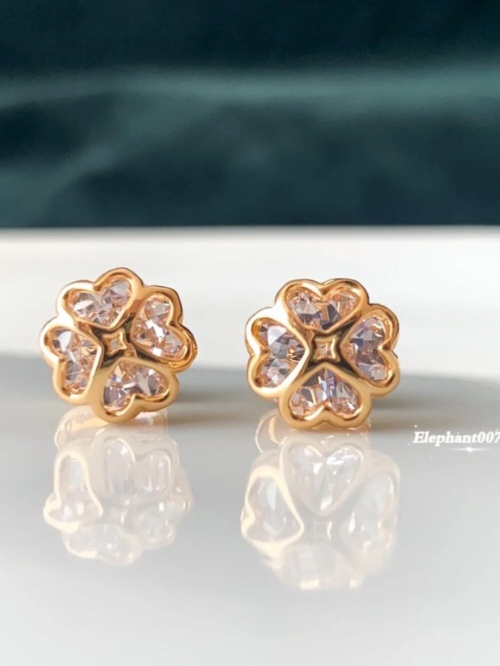 Kate Spade New York Crystal Clover Stud Earrings Gold Tone